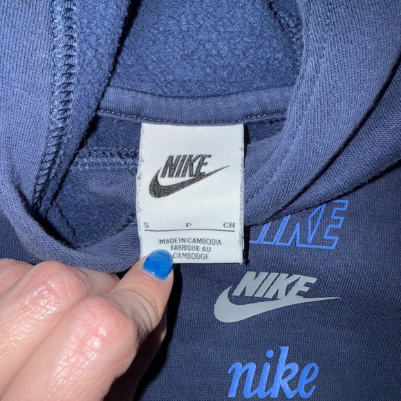 Kids Nike Blue Logo Hoodie Sweatshirt Size S - Picture 4 of 6